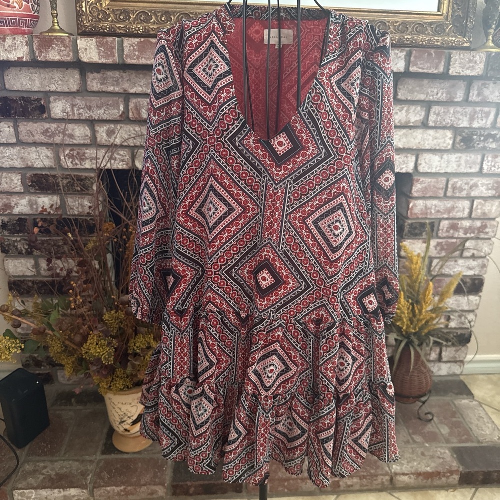 Melloday V-Neck Tunic Boho Blouse  Sz Medium